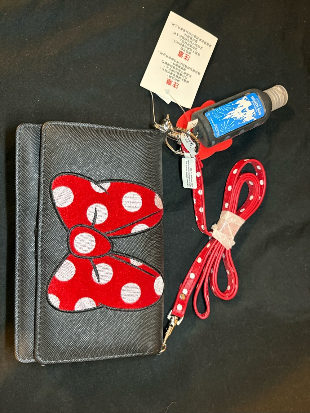 Disney Black Crossbody Wallet with Red Polka Dot Minnie Bow